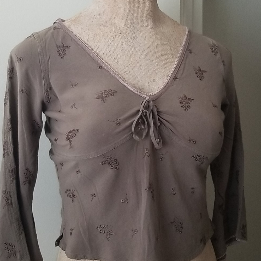 River Island vintage olive green top